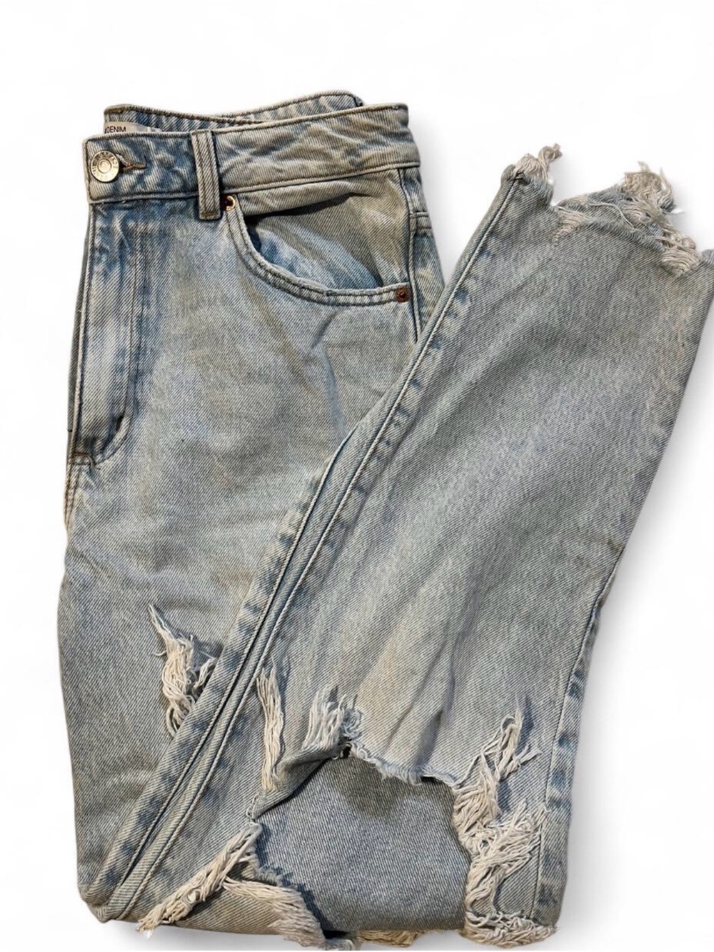Garage Light Wash Straight Leg Distressed Jeans